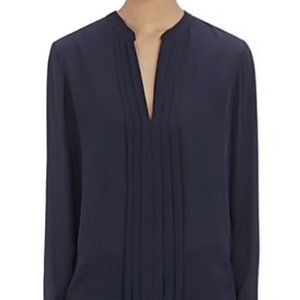 L'AGENCE | Lauren Long-Sleeve Pleated Silk Blouse GRAY NWT